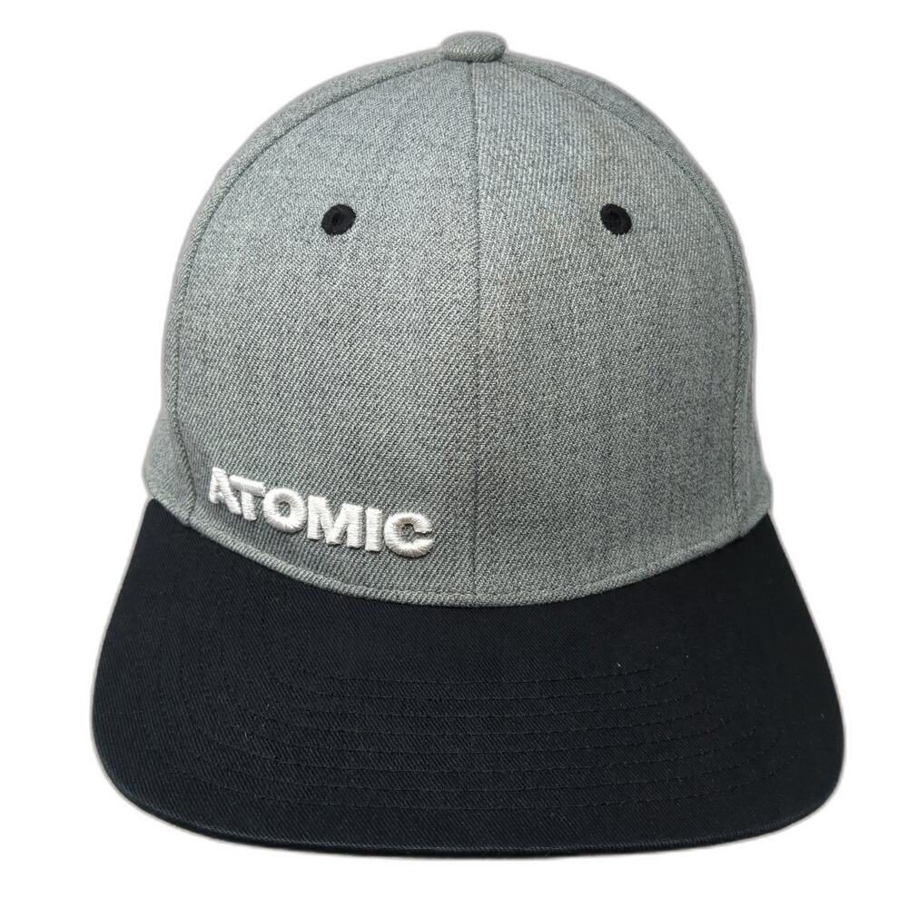 Atomic Snapback Hat Gray One Size Embroidered Colorblock Flat Brim
